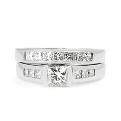 18ct White Gold Princess Cut Diamond Band