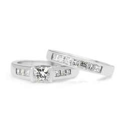 18ct White Gold Princess Cut Diamond Band