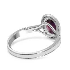 18ct White Gold Purple / Pink Sapphire and Diamond Halo Ring