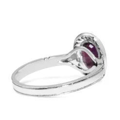 18ct White Gold Purple / Pink Sapphire and Diamond Halo Ring