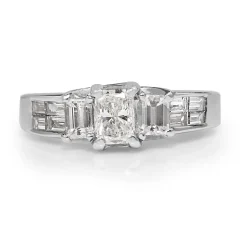 14ct White Gold Radiant and Emerald Cut Diamond Ring