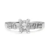 18ct White Gold Radiant and Baguette Diamond Solitaire Ring
