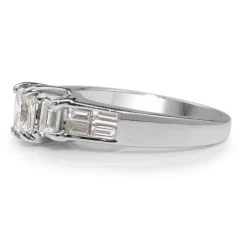 14ct White Gold Radiant and Emerald Cut Diamond Ring