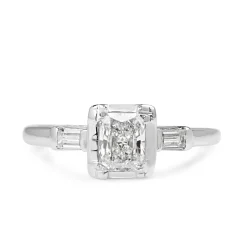 14ct White Gold Radiant Diamond Vintage Ring