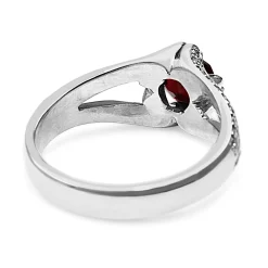 18ct White Gold Red Spinel and Diamond Ring