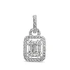18ct White Gold Round and Baguette Diamond Halo Cluster Pendant