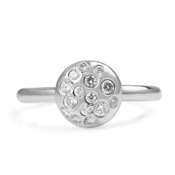 9ct White Gold Round Bubble Ring