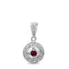 9ct White Gold Ruby and Diamond Halo Pendant