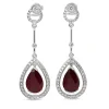 18ct White Gold Ruby and Diamond Deco Style Drop Earrings