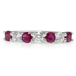 9ct White Gold Ruby and Diamond Band