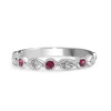 9ct White Gold Ruby and Diamond Vintage Style Ring