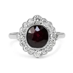 18ct White Gold Ruby and Diamond Daisy Style Ring