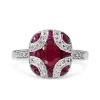 9ct White Gold Ruby and Diamond Art Deco Style Ring