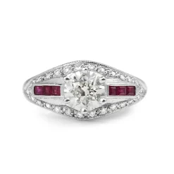 14ct White Gold Ruby and Diamond Solitaire Ring