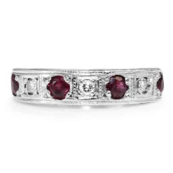18ct White Gold Ruby and Diamond Band