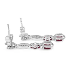 9ct White Gold Ruby and Diamond Drop Earrings