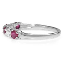 9ct White Gold Ruby and Diamond Band