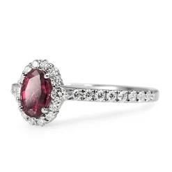 18ct White Gold Ruby and Diamond Halo Ring