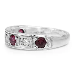 18ct White Gold Ruby and Diamond Band