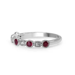 9ct White Gold Ruby and Diamond Band Ring