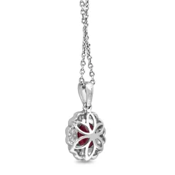 18ct White Gold Ruby and Diamond Daisy Style Necklace