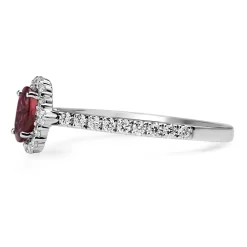 18ct White Gold Ruby and Diamond Halo Ring