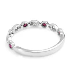 9ct White Gold Ruby and Diamond Vintage Style Ring