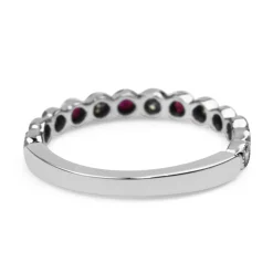 9ct White Gold Ruby and Diamond Bezel Set Band
