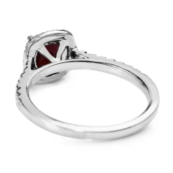 18ct White Gold Ruby and Diamond Halo Ring