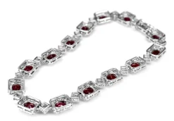 18ct White Gold Ruby and Diamond Halo Bracelet
