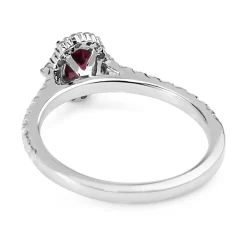 18ct White Gold Ruby and Diamond Halo Ring
