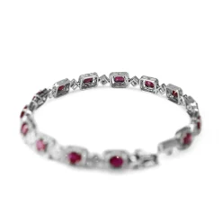 18ct White Gold Ruby and Diamond Halo Bracelet