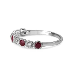 9ct White Gold Ruby and Diamond Band Ring
