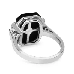 9ct White Gold Ruby and Onyx Deco Style Ring