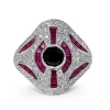 18ct White Gold Ruby, Onyx and Diamond Art Deco Style Ring
