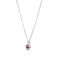 18ct White Gold Ruby Solitaire Necklace