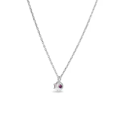 18ct White Gold Ruby Solitaire Necklace