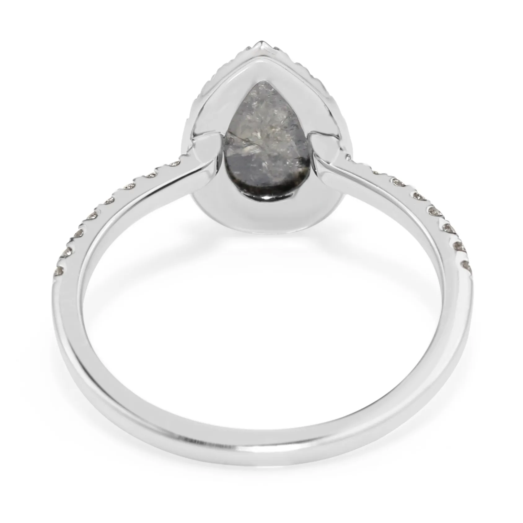 18ct White Gold Salt and Pepper Diamond Halo Ring