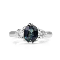 18ct White Gold Sapphire and Diamond 3 Stone Ring