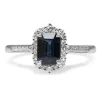 18ct White Gold Sapphire and Diamond Vintage Style Halo Ring