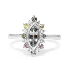 18ct White Gold Sapphire and Diamond Marquise Ring