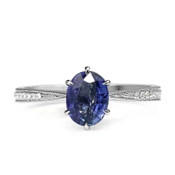 18ct White Gold Sapphire and Diamond Solitaire Ring