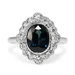 18ct White Gold Sapphire and Diamond Daisy Style Ring