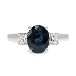 18ct White Gold Sapphire and Diamond 3 Stone Ring