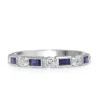 9ct White Gold Sapphire and Diamond Deco Style Band Ring