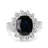 18ct White Gold Sapphire and Diamond Halo Cluster Ring