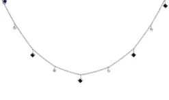 18ct White Gold Sapphire and Diamond Necklace