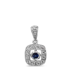 9ct White Gold Sapphire and Diamond Halo Pendant