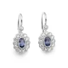 18ct White Gold Sapphire and Diamond Daisy Drop Earrings