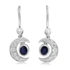 18ct White Gold Sapphire and Diamond Crescent Moon Earrings